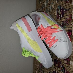 Puma Women's White Sneakers with Neon Accents